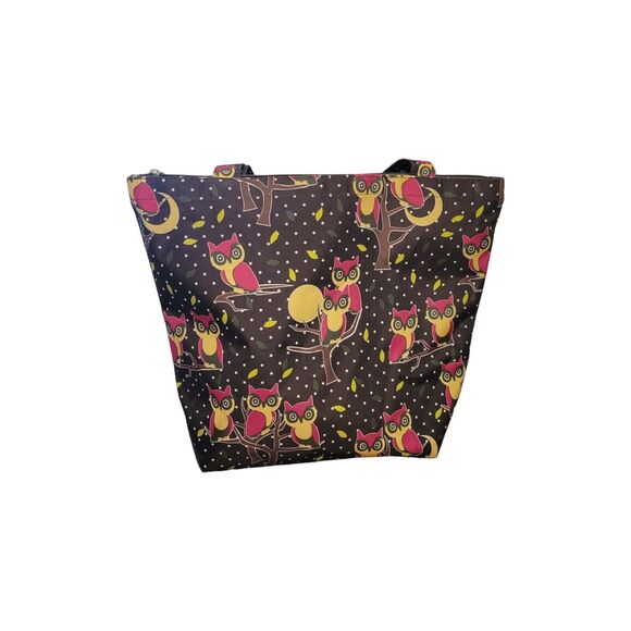 Karriage Mate Owl Tote Bag Large Attached Pouch Multicolor Zip Closure EUC - Picture 2 of 10